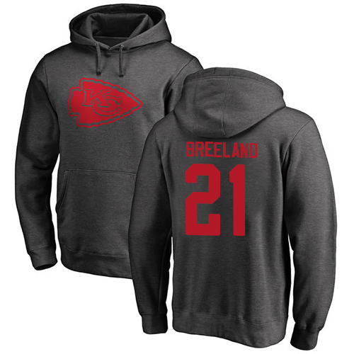 Men Kansas City Chiefs #21 Breeland Bashaud Ash One Color Pullover Hoodie->nfl t-shirts->Sports Accessory
